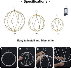 White Frame Light Ball 3-Pack (12IN, 16IN, 20IN), 248 Warm White LEDs, Indoor/Outdoor Garden Decoration image 5