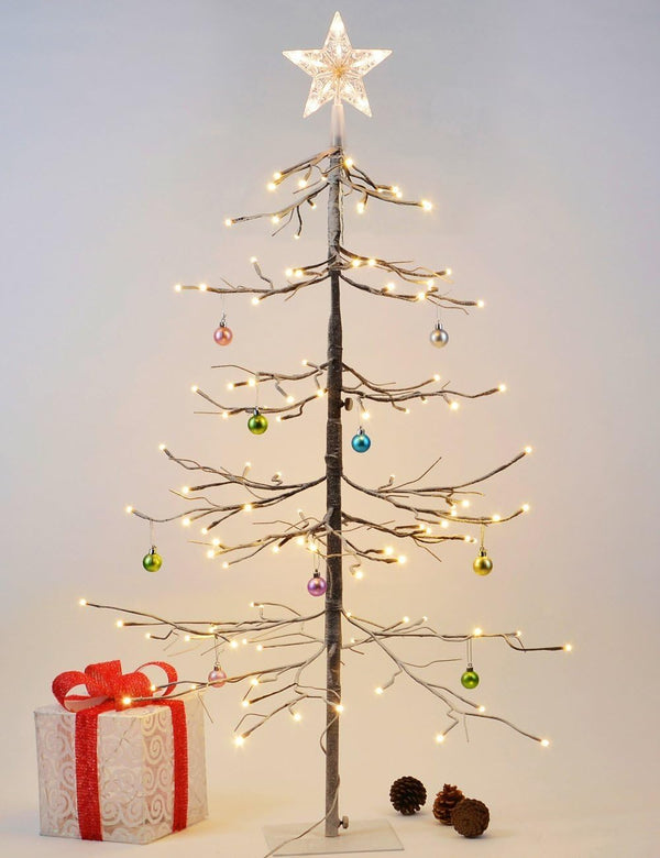 3FT Snow-Dusted Fir Christmas Tree with Warm White LEDs, Indoor/Outdoor Decoration
