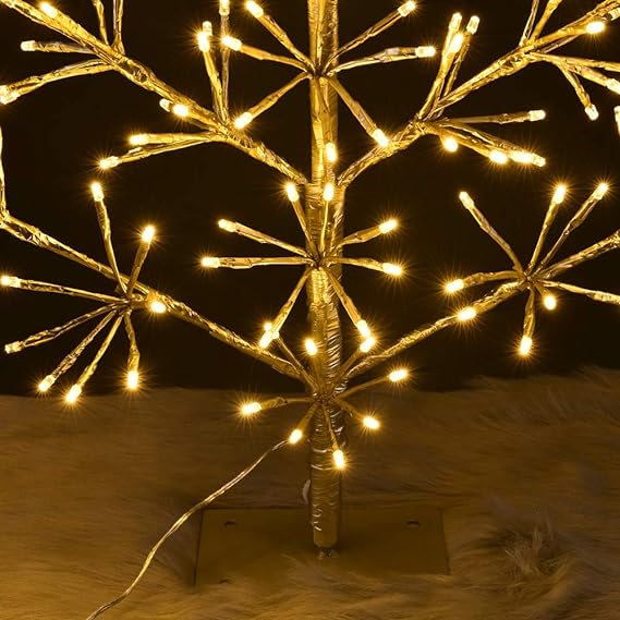 2ft Artificial Christmas Tree Light, Warm White, Golden Finish