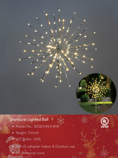 Starburst Light Lighted Ball LED Firework Lights White Twinkle Hanging Ball Dual-use for Patio Walkway Pathway Decoration Indoor/Outdoor image 1
