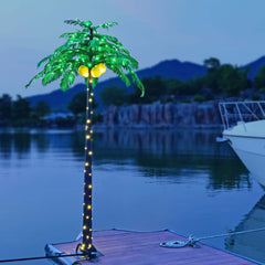 9FT Lighted Palm Tree with 216 Warm White LEDs & 80-LED Coconuts (Electric), Indoor/Outdoor Tropical Decoration image 1
