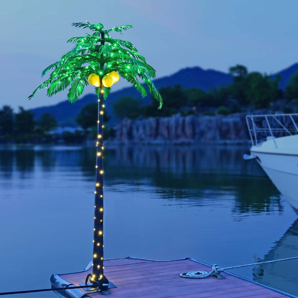 Lightshare 9FT Gorgeous LED Palm Tree with Coconuts - 368 Lights, Artificial Tropical Decoration for Indoor and Outdoor, Home, Patio, Christmas & Nativity Scenes