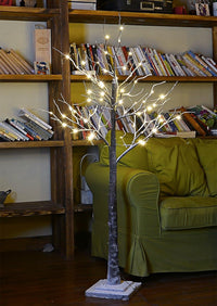 LIGHTSHARE Snow Dusted Tree with Warm White LED Lights, Brown, for Indoor and Outdoor, Christmas Decoration Idea