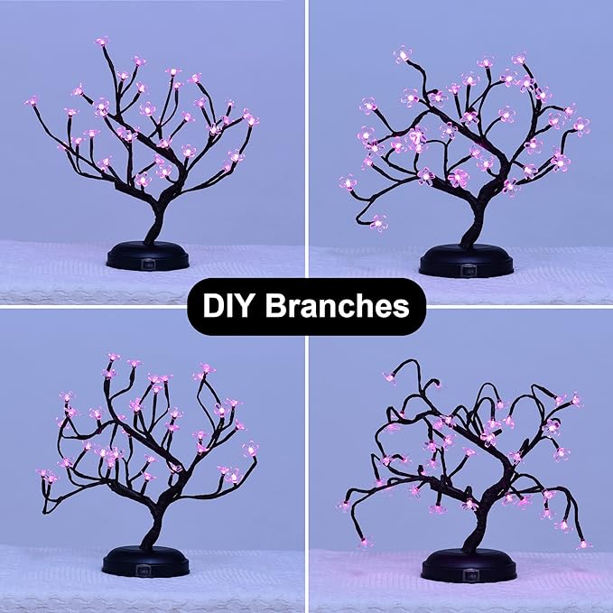 16IN Cherry Blossom Tree Lamp, Pink White