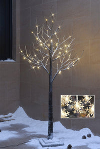 LIGHTSHARE Snow Dusted Tree with Warm White LED Lights, Brown, for Indoor and Outdoor, Christmas Decoration Idea