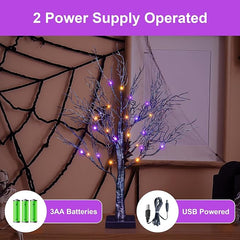 26IN Halloween Willow Bonsai Tree with 20 Orange & Purple Mixed LEDs, Spooky Indoor/Outdoor Decoration image 5