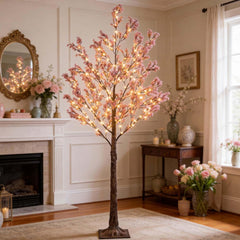 LIGHTSHARE 6FT Lighted Cherry Blossom Tree with 171 LED Warm White Lights, Artificial Sakura Tree with Dimmable Timer Transformer, Indoor Outdoor Decorative Tree with Ground Stakes image 4