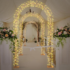 White Lighted Garden Arbor for Bridal Wedding Arch Backdrop image 2