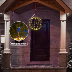 Light Ball Yard Decoration Pathway Lights Sphere Light, Pack of 3 (12'' 16'' 20''), Fold Flat Metal Frame Indoor Outdoor Waterproof Garden Lights, Plug in(Set of 3) image 5