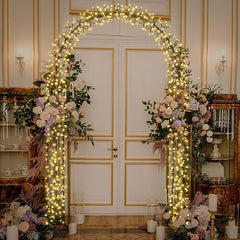 Black Lighted Garden Arbor for Bridal Wedding Arch Backdrop image 6