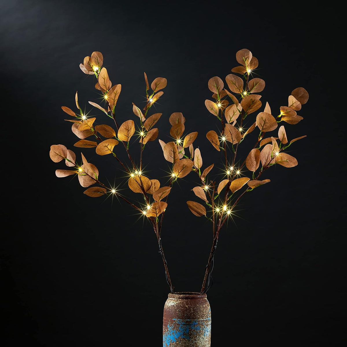30IN Lighted Eucalyptus Twigs, Yellow Leaves with 38 Warm White LEDs, Elegant Home Decoration & Gift Idea image 4