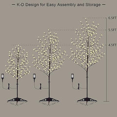 Cherry Blossom Tree 3-Pack (4FT, 5FT, 6.5FT), Warm White LEDs, Indoor/Outdoor Holiday Decoration image 5