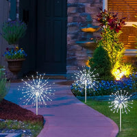 Starburst Light Lighted Ball LED Firework Lights White Twinkle Hanging Ball Dual-use for Patio Walkway Pathway Decoration Indoor/Outdoor