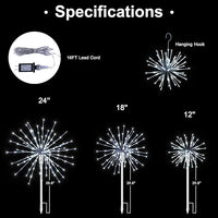 Starburst Light Lighted Ball LED Firework Lights White Twinkle Hanging Ball Dual-use for Patio Walkway Pathway Decoration Indoor/Outdoor