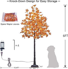 6FT Fall Maple Tree (Red Leaves), 120 Warm White LEDs, Indoor/Outdoor Autumn Decoration image 6