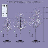 Set of 3 Lighted Cherry Blossom Tree, 4ft, 5ft and 6ft, Multicolor
