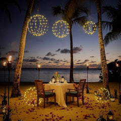 Light Ball Yard Decoration Pathway Lights Sphere Light, Pack of 3 (12'' 16'' 20''), Fold Flat Metal Frame Indoor Outdoor Waterproof Garden Lights, Plug in(Set of 3) image 1