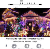 108ft 300LED Christmas Lights Connectable with 9 Modes & Timer Remote, Clear Wire, Multicolor