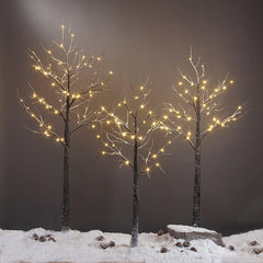 LIGHTSHARE Snow Dusted Tree with Warm White LED Lights, Brown, for Indoor and Outdoor, Christmas Decoration Idea image 7