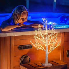 24IN White Trunk Lighted Willow Bonsai Tree with 70 Warm White LEDs, Indoor/Outdoor Decoration image 6