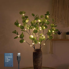 30IN Lighted Eucalyptus Twigs, Dark Green Leaves with 38 Warm White LEDs, Elegant Home Decoration & Gift Idea image 6