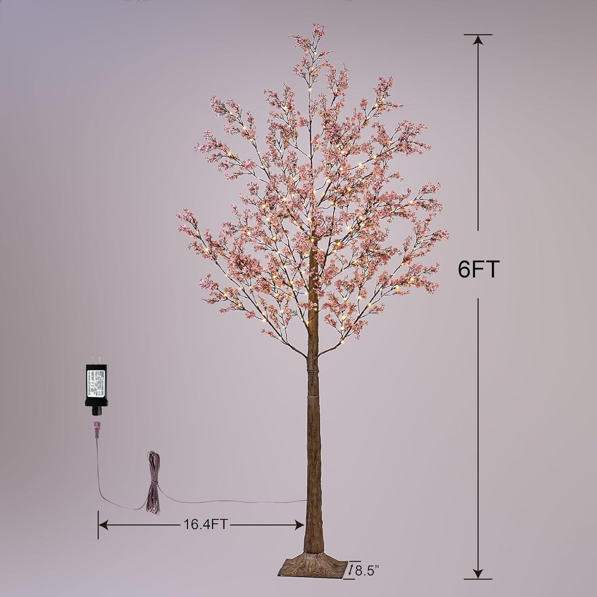 LIGHTSHARE 6FT Lighted Cherry Blossom Tree with 171 LED Warm White Lights, Artificial Sakura Tree with Dimmable Timer Transformer, Indoor Outdoor Decorative Tree with Ground Stakes image 2