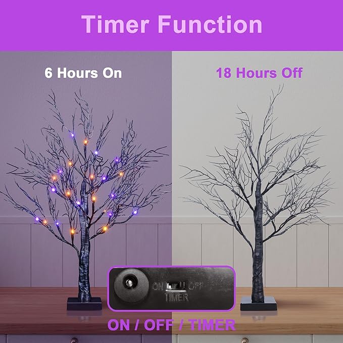 26IN Halloween Willow Bonsai 20LED Lights Artificial Spooky Tree for Home, Festival, Nativity, Party, and Christmas Decoration, Plug in or Battery image 5