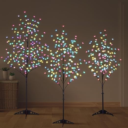 Set of 3 Lighted Cherry Blossom Trees, Multicolor and Warm White Options image 8