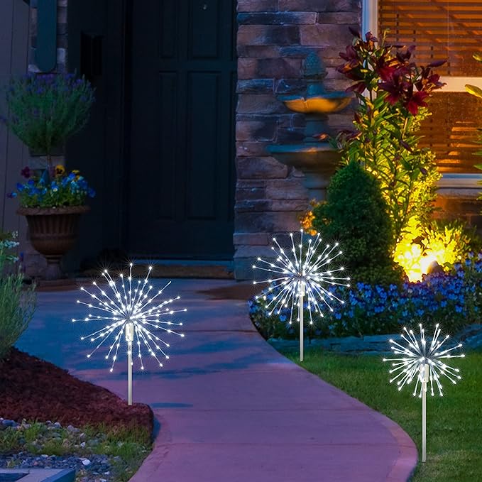 12IN White Frame Starburst Firework Light with 80 White LEDs, Indoor/Outdoor Decoration image 8