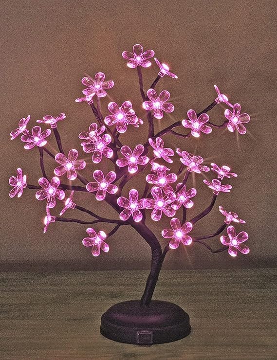 18IN Lighted Cherry Blossom Tree Lamp, Pink White