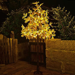 7FT Lighted Oak Tree, Warm White LEDs with Green & Yellow Leaves, Indoor/Outdoor Decoration image 8