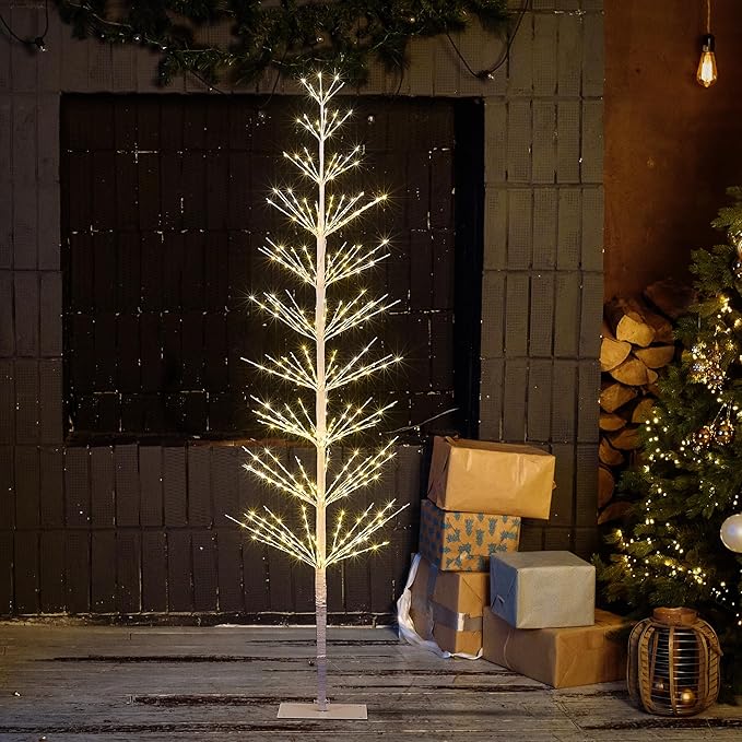 6FT White Frame Lighted Starlit Tree with 325 Warm White LEDs, Indoor/Outdoor Decoration image 1