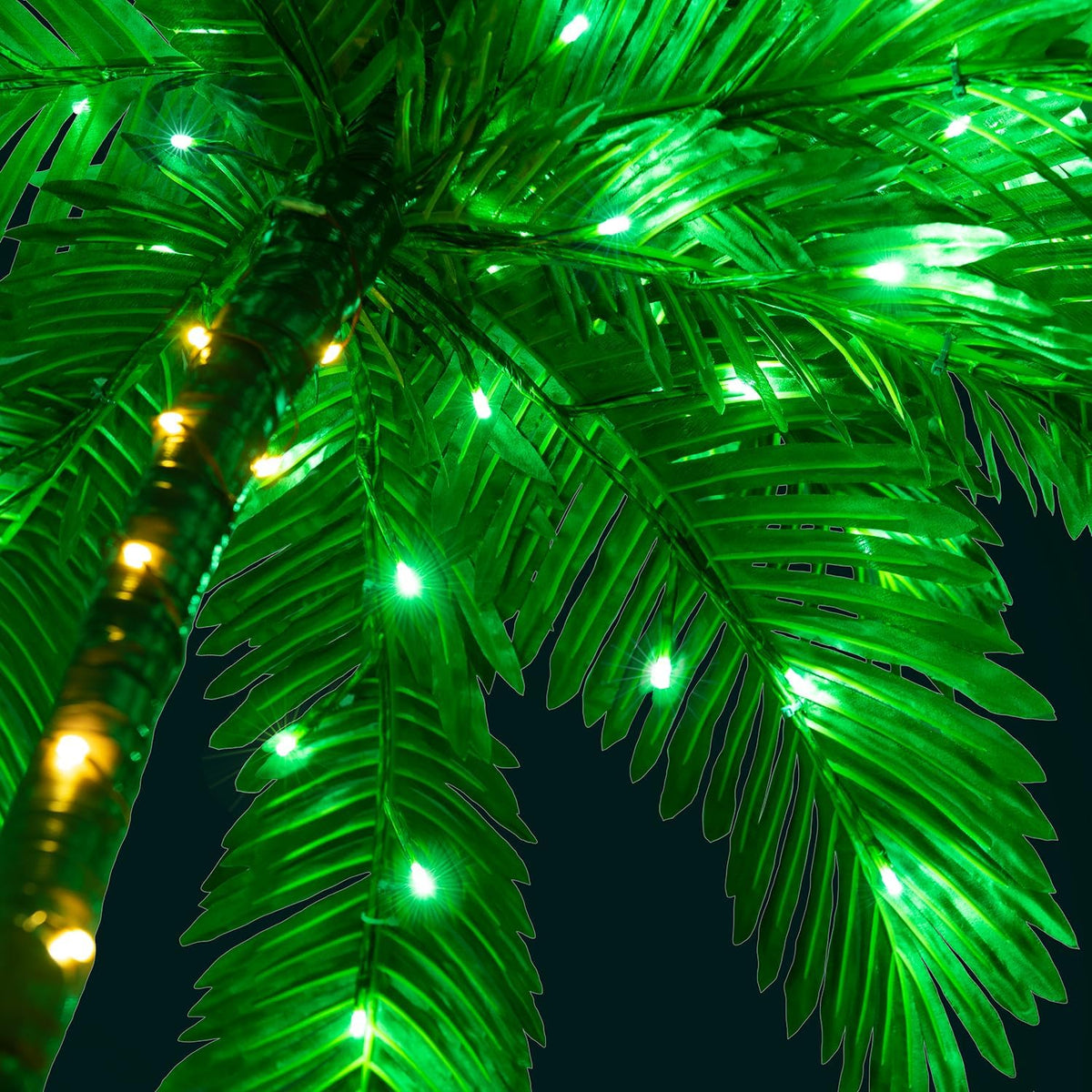 LIGHTSHARE Lighted 6FT Gorgeous Palm Tree 3Trunks Artificial Palm Tree 203LED Lights for Office Decoration Outdoor and Indoors Tiki Bar Christmas Patio Pool- Electric image 8