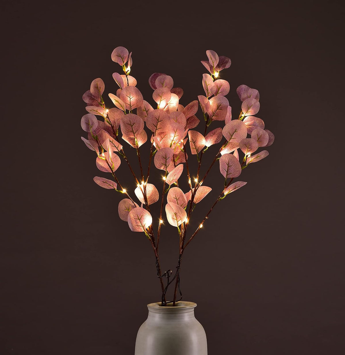 30IN Lighted Eucalyptus Twigs, Purple Leaves with 38 Warm White LEDs, Elegant Home Decoration & Gift Idea image 3
