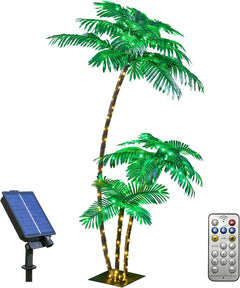 Lighted 6FT Gorgeous Palm Tree 3-Trunk Artificial Palm Tree 203LED Lights for Decoration Outdoor and Indoors Tiki Bar Christmas Patio Pool image 1