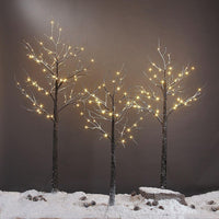 LIGHTSHARE Snow Dusted Tree with Warm White LED Lights, Brown, for Indoor and Outdoor, Christmas Decoration Idea