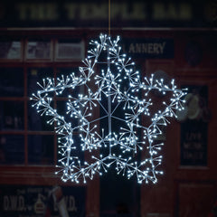 24IN Silver Frame Star Light with Cold White LEDs, Indoor/Outdoor Holiday Decoration image 4