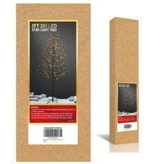 5FT Brown Star Light Tree with 200 Warm White LEDs, Indoor/Outdoor Christmas Decoration image 6