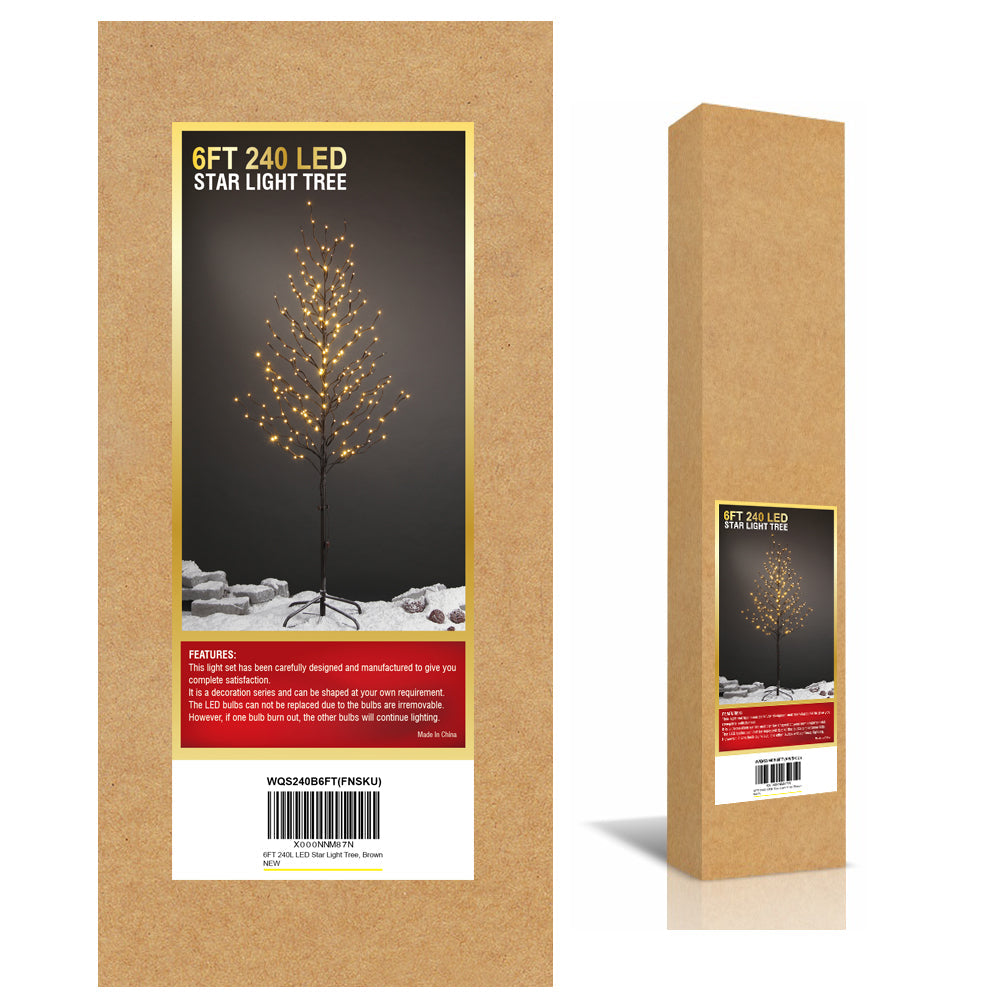 6FT Brown Star Light Tree with 240 Warm White LEDs, Indoor/Outdoor Christmas Decoration image 7