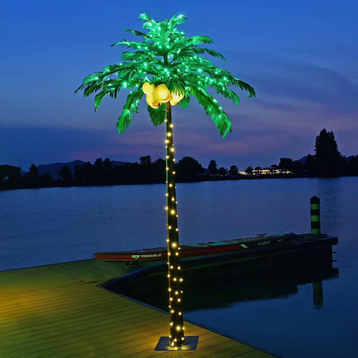 8FT Lighted Palm Tree with Warm White LEDs & Coconuts (Electric), Indoor/Outdoor Tropical Decoration image 7