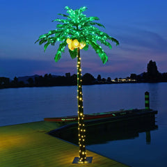 8FT Lighted Palm Tree with Warm White LEDs & Coconuts (Electric), Indoor/Outdoor Tropical Decoration image 7