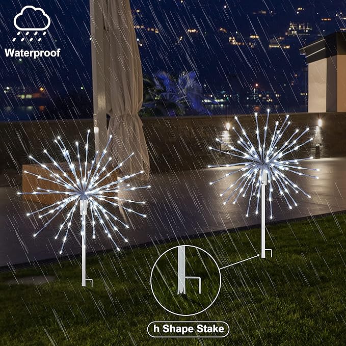 18IN White Frame Starburst Firework Light with 120 White LEDs, Indoor/Outdoor Decoration image 8