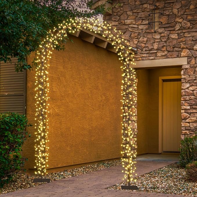 Black Lighted Garden Arbor for Bridal Wedding Arch Backdrop image 7