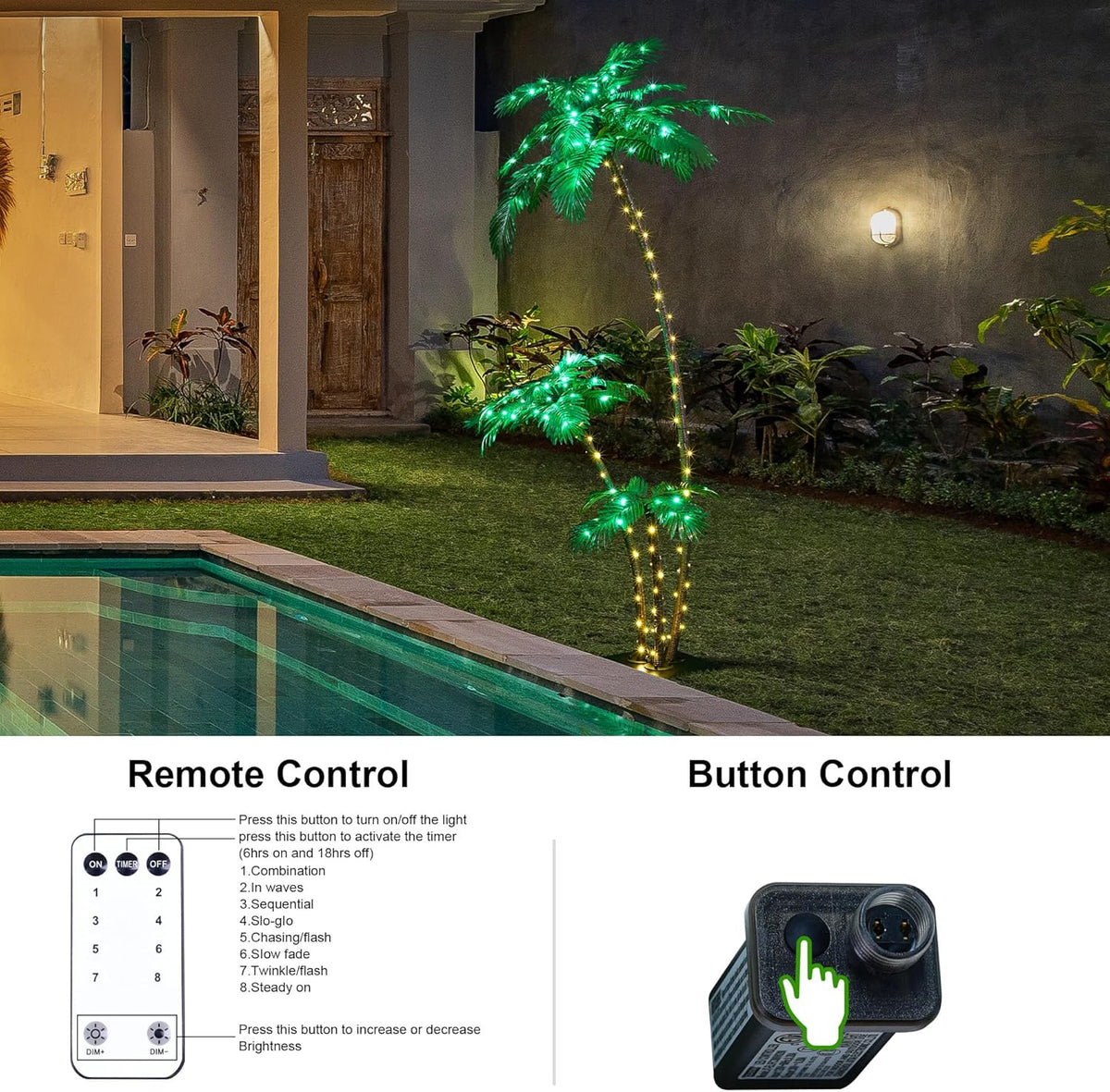 Lighted 6FT Gorgeous Palm Tree 3-Trunk Artificial Palm Tree 203LED Lights for Decoration Outdoor and Indoors Tiki Bar Christmas Patio Pool image 6