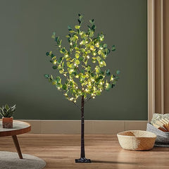 5FT Lighted Eucalyptus Tree, Warm White LEDs with Green Leaves image 6