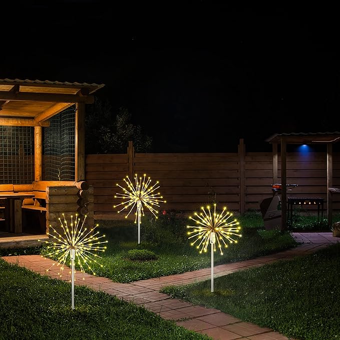 18IN White Frame Starburst Firework Light with 120 Warm White LEDs, Indoor/Outdoor Decoration image 3