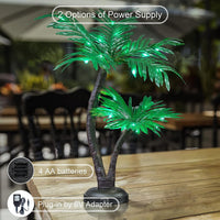 24-Inch Twins Palm Tree Bonsai with Lights