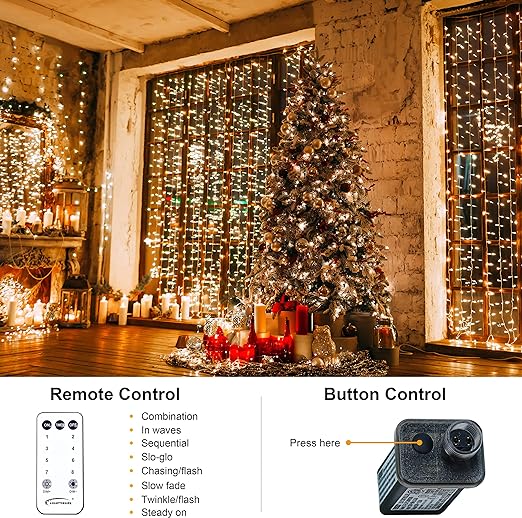 LED Christmas String Lights with Timer Remote & Modes