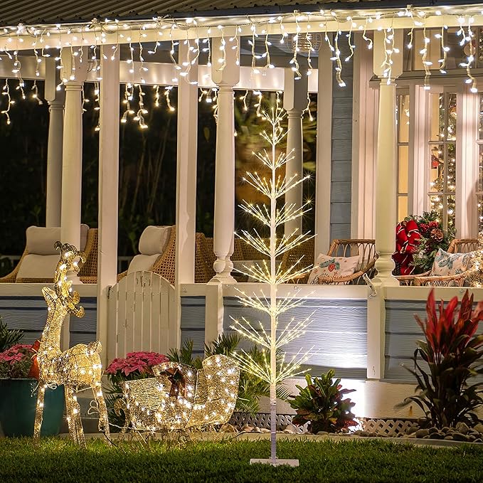 6FT White Frame Lighted Starlit Tree with 325 Warm White LEDs, Indoor/Outdoor Decoration image 2