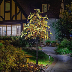 6FT Lighted Oak Tree, Warm White LEDs with Green & Yellow Leaves, Indoor/Outdoor Decoration image 3
